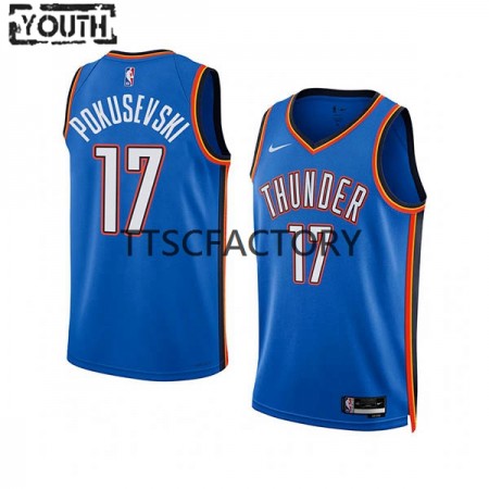 Maillot Basket Oklahoma City Thunder Aleksej Pokusevski 17 Nike 2022-23 Icon Edition Bleu Swingman - Enfant